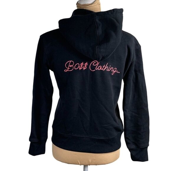 Bo$$ Clothing Women's Hoodie Full Zip Jacket Black Pink Embroidered Size S Small - Picture 3 of 6